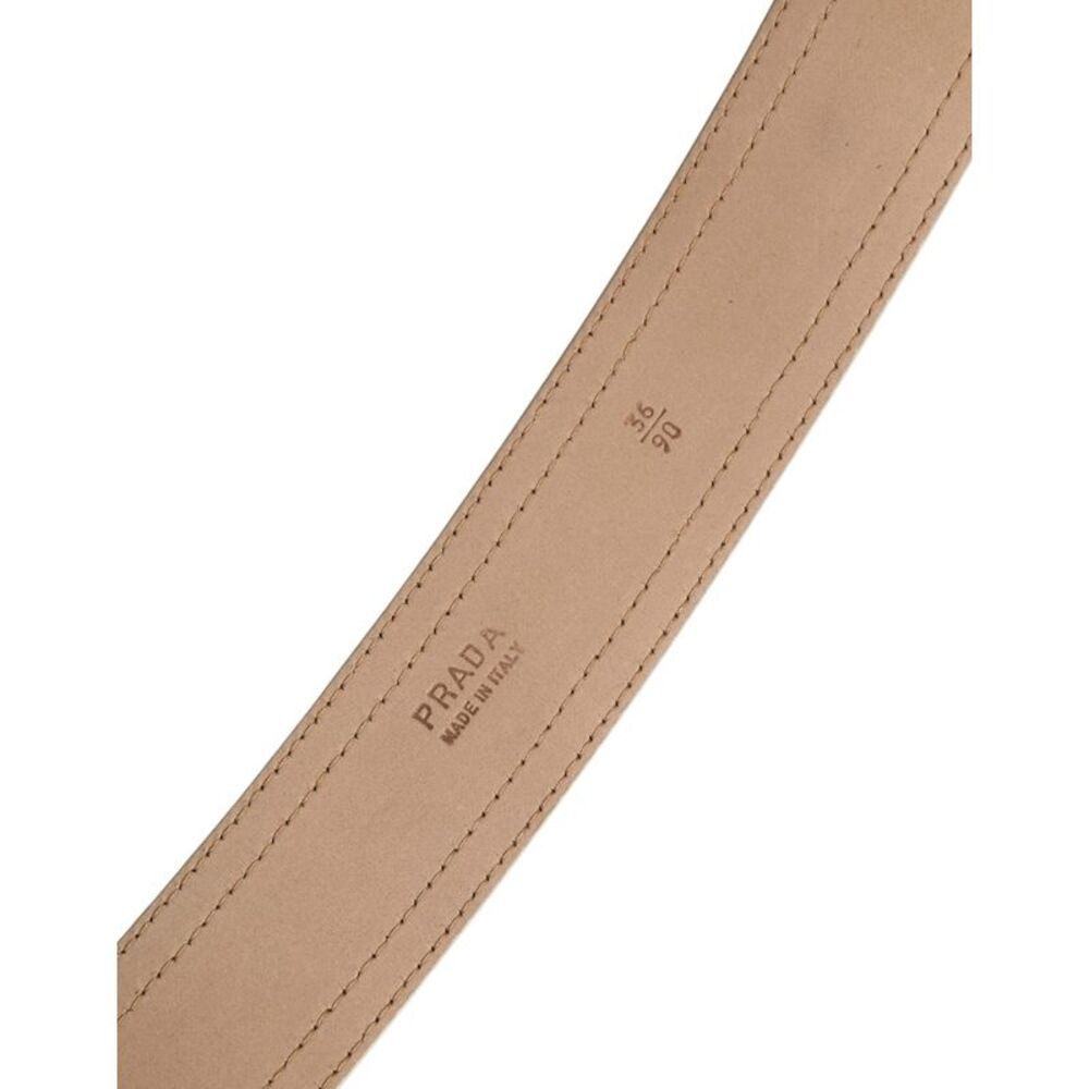 Prada Beige Leather Logo Wide Waist Women Square Buckle Women's Belt - Picture 5 of 5